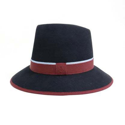 Hermes Hat Wool Black X Bordeaux Light Blue