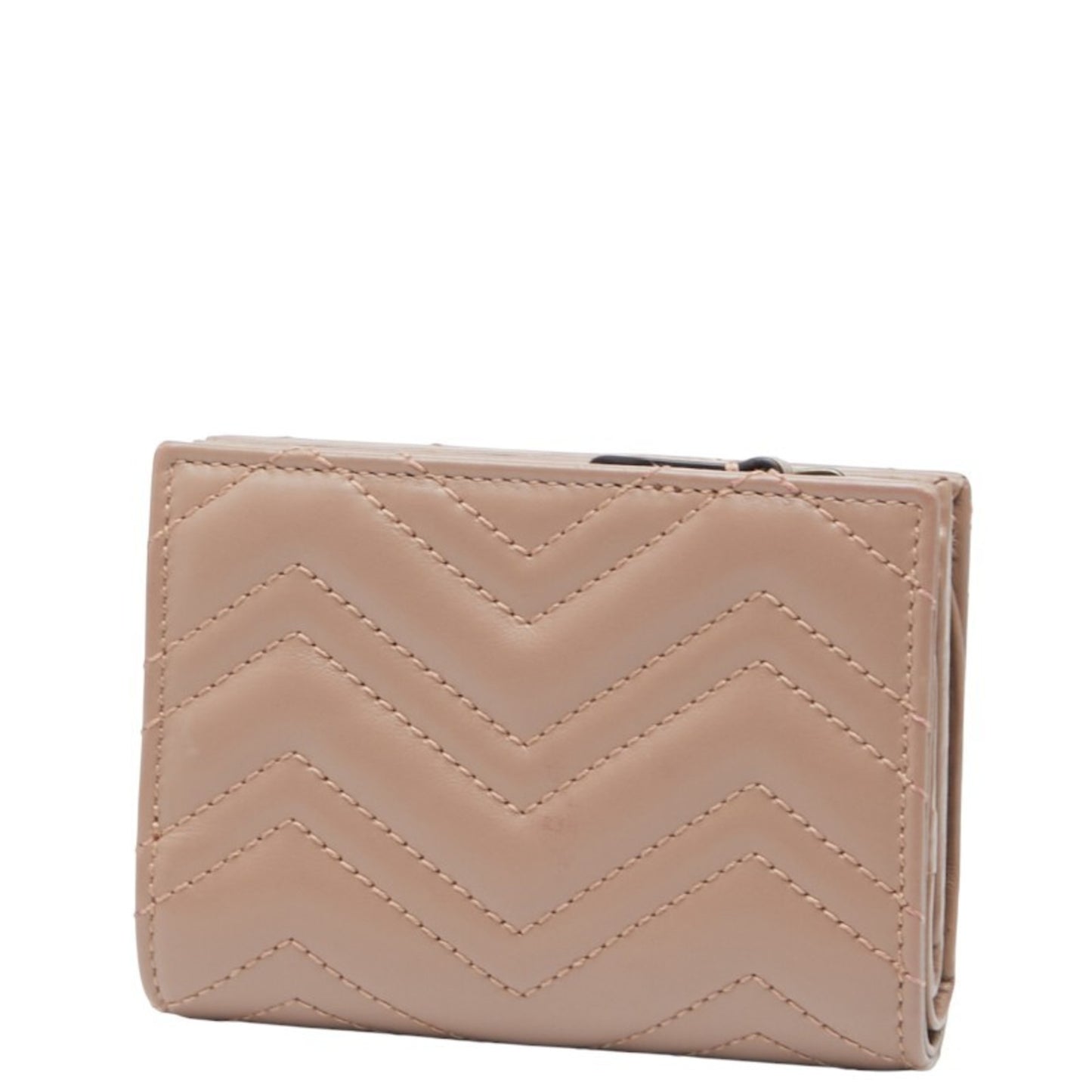 Gucci Gg Marmont Double G Bifold Compact Wallet 773427 Pink Beige Leather