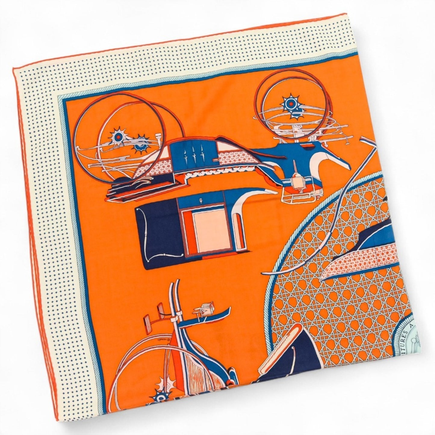 Hermes Carr 140 "Les Voitures A Transformation" Folding Canopy Carriage Scarf/Muffler