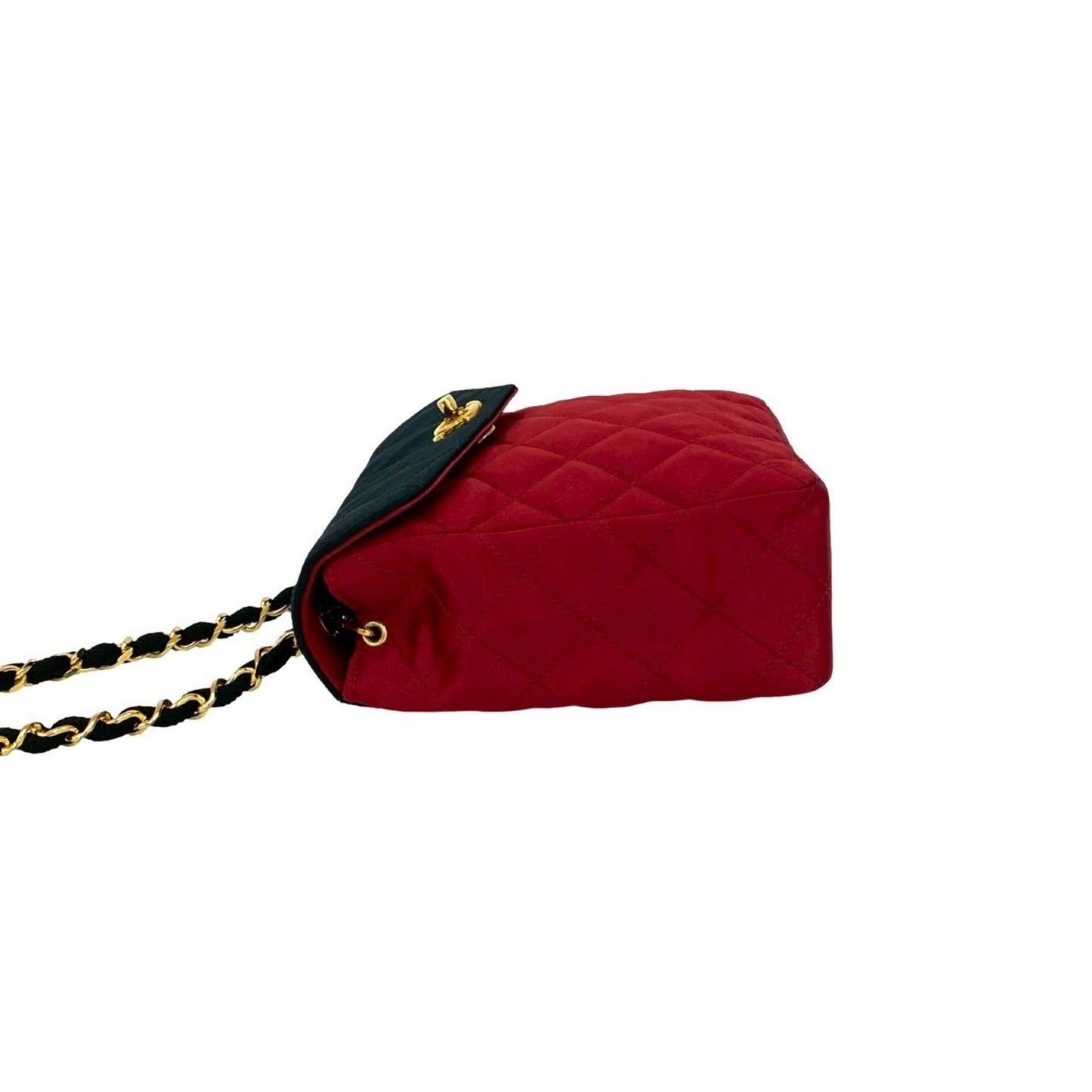 Chanel Vintage Matelasse Coco Mark Satin Chain Shoulder Bag In Black