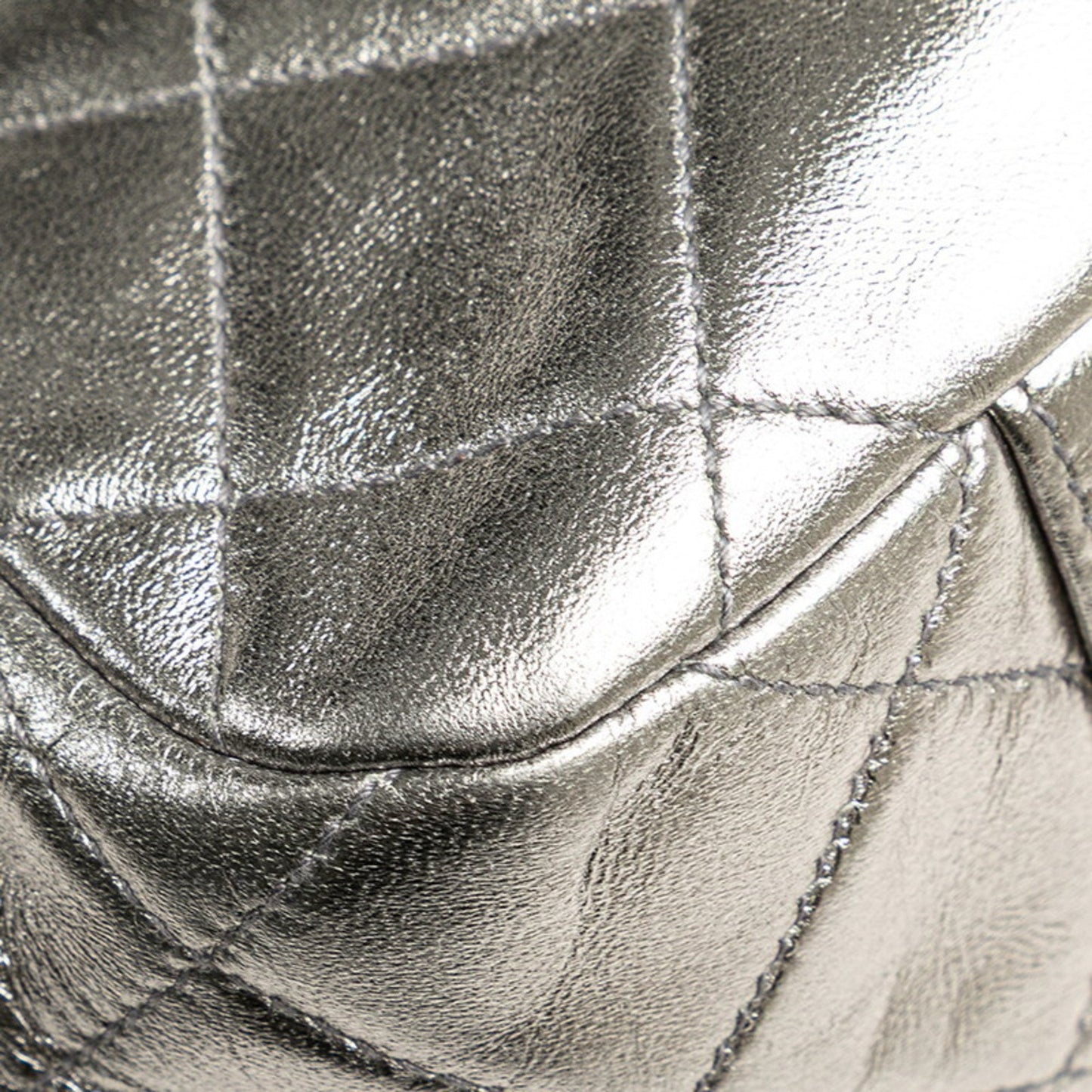 Chanel Matelasse Coco Mark Clasp Chain Shoulder Bag In Silver Lambskin