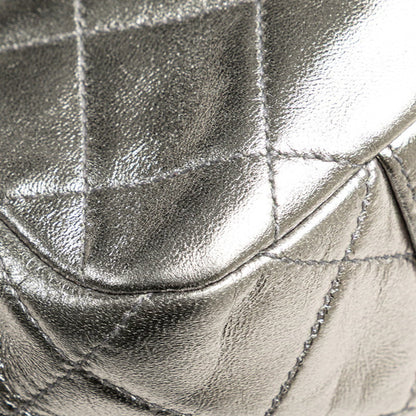 Chanel Matelasse Coco Mark Clasp Chain Shoulder Bag In Silver Lambskin