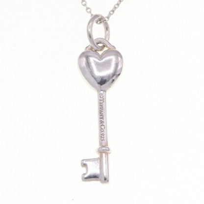 Tiffany Necklace Elsa Peretti Heart Key 1P Diamond Sv Sterling Silver 925 Pendant Choker