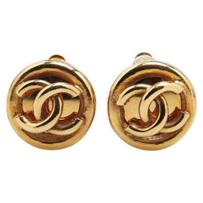 Chanel Coco Mark Round Earrings Gold Plated