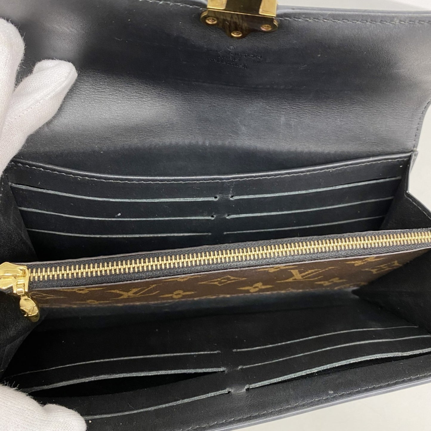 Louis Vuitton Monogram Portefeuille Cherrywood Long Wallet M62558 Black/Brown