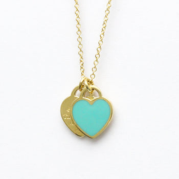 Tiffany Return To Mini Double Heart Tag Enamel Blue Necklace Yellow Gold (18K) No Stone Men