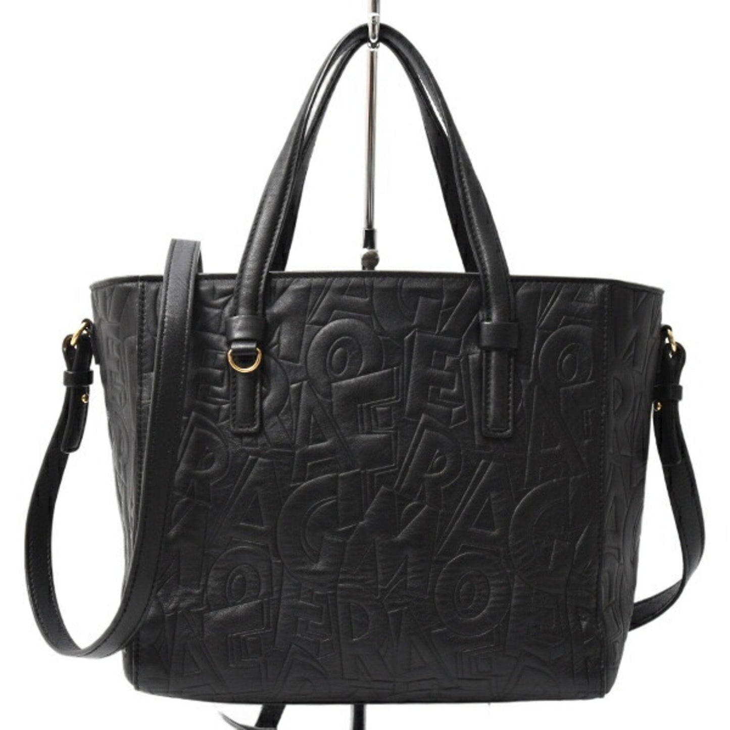 Salvatore Ferragamo Bonnie Shoulder Bag In Black Embossed Calfskin Leather (Re-21F963)