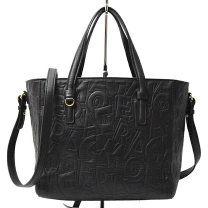 Salvatore Ferragamo Bonnie Shoulder Bag In Black Embossed Calfskin Leather (Re-21F963)