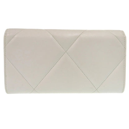 Chanel Chanel 19 Ap0955 White Lambskin Coco Mark Long Wallet