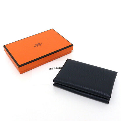 Hermes Herms Calvi Duo Epson Caban Black U Stamp () Card Case Coin Wallet