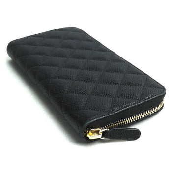 Chanel Classic Long Zip Wallet Round Black A50097