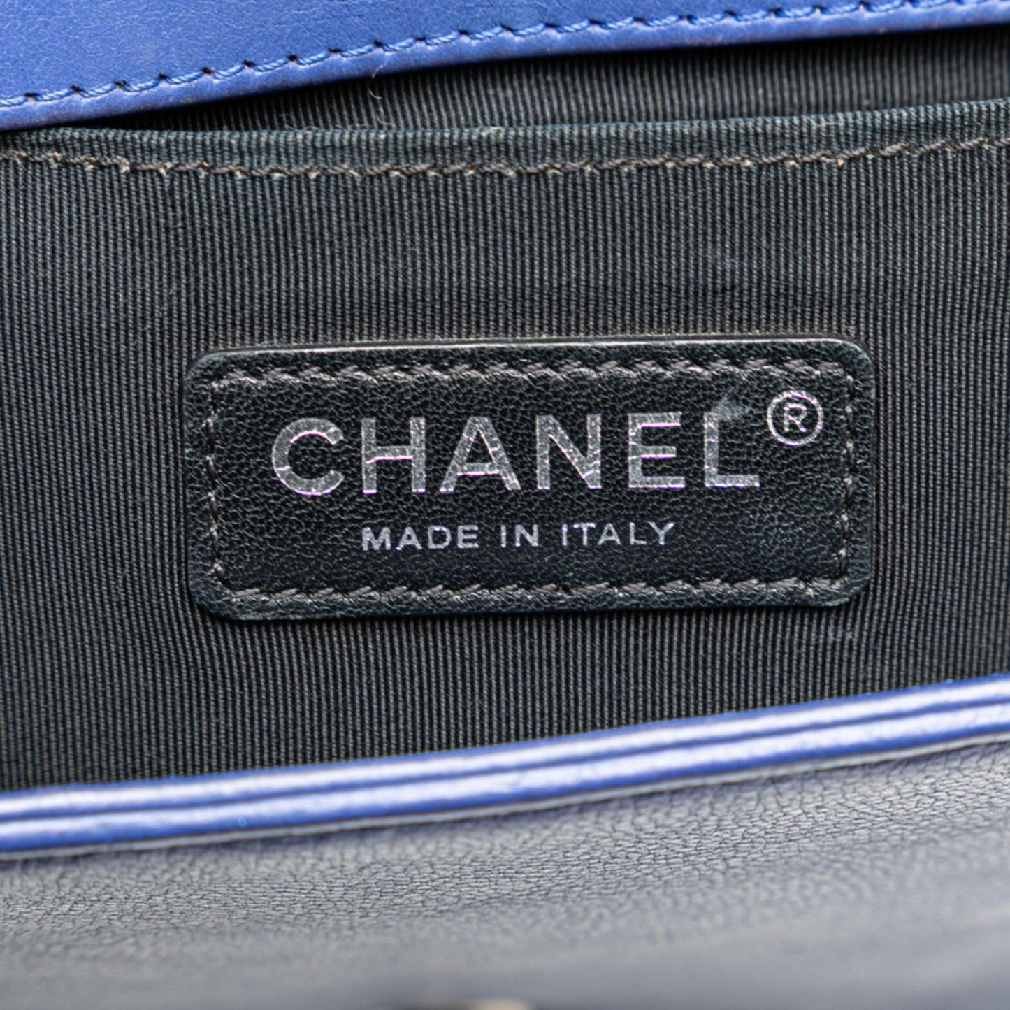 Chanel Boy Chanel Coco Mark Chain Shoulder Bag Handbag Blue Lambskin