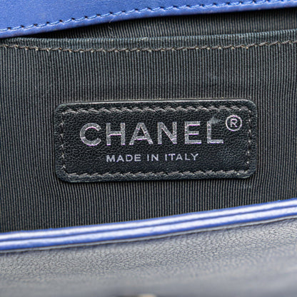 Chanel Boy Chanel Coco Mark Chain Shoulder Bag Handbag Blue Lambskin