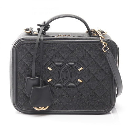 Chanel Cc Filigree Matelasse Vanity Shoulder Bag In Calfskin Leather