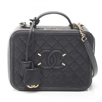 Chanel Cc Filigree Matelasse Vanity Shoulder Bag In Calfskin Leather