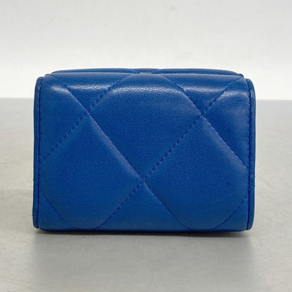 Chanel Tri-Fold Wallet 19 Lambskin Blue