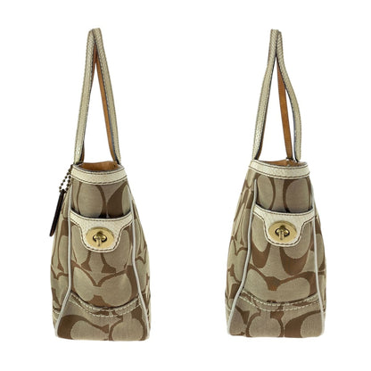 Coach Signature Embossed Beige Canvas 7874 Tote Bag Handbag
