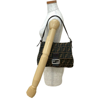 Fendi Mamma Bucket Zucca Ff Pattern Leather Canvas Semi-One Shoulder Bag Brown Black 38275