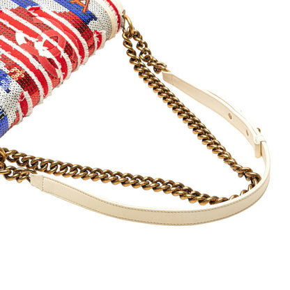 Chanel Boy Chanel Coco Mark Cuba Chain Shoulder Bag In White