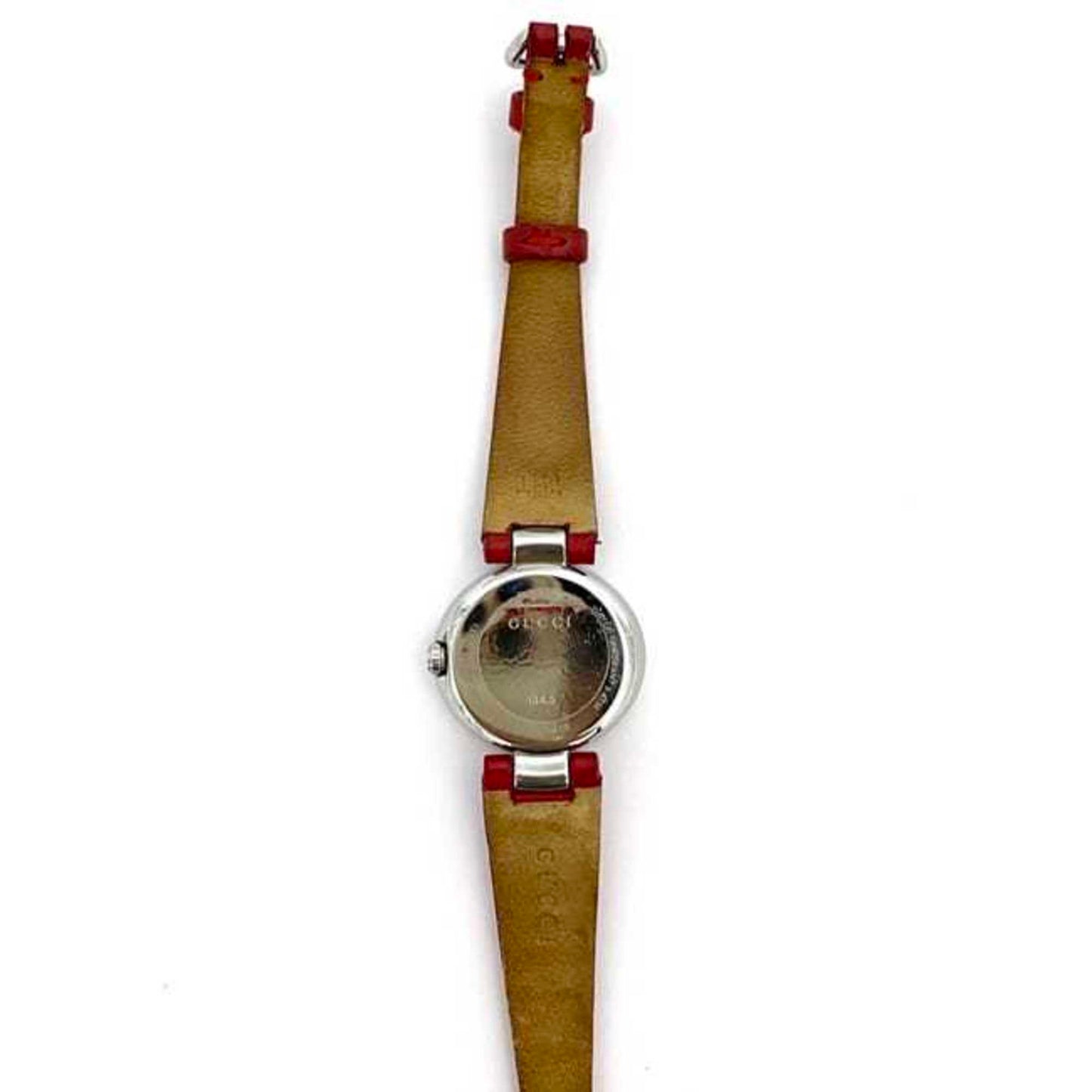 Gucci Watch F-21226 Shell Silver Red G Balloon 134.5 Double Ss Leather Quartz 1432**** Gucci 3P