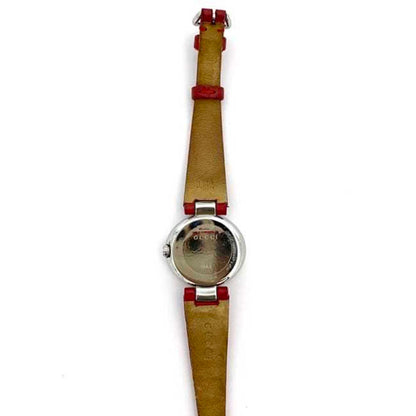 Gucci Watch F-21226 Shell Silver Red G Balloon 134.5 Double Ss Leather Quartz 1432**** Gucci 3P