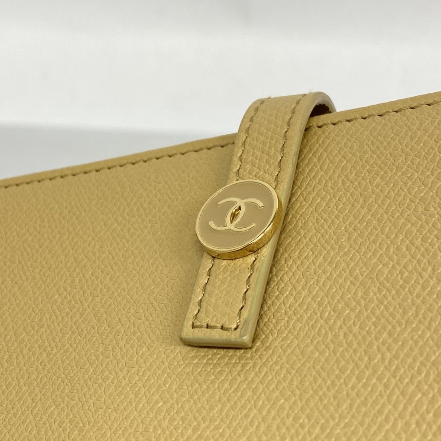 Chanel Coco Button Leather Long Wallet Beige