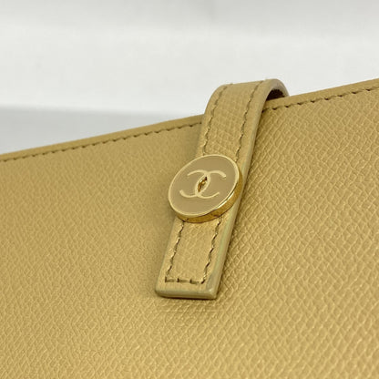 Chanel Coco Button Leather Long Wallet Beige