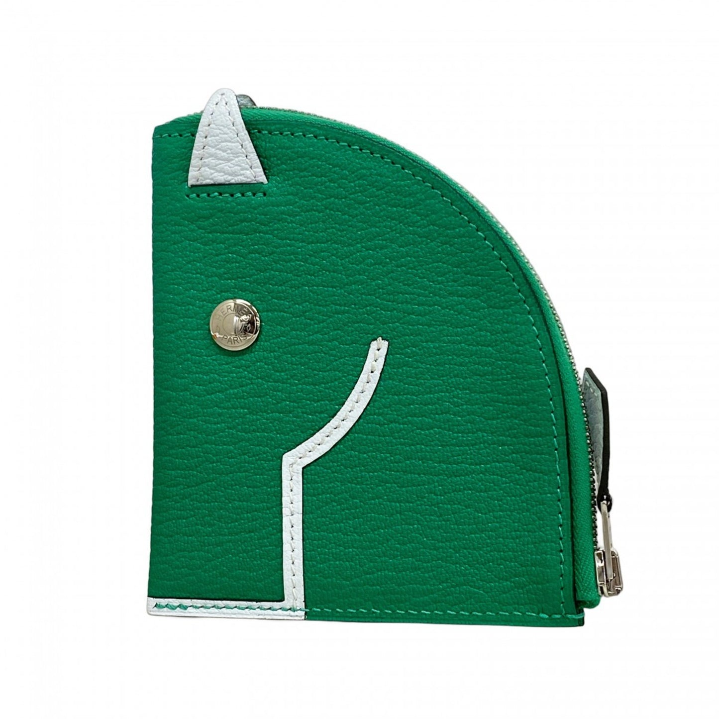 Hermes Herms Paddock Chevre Mysore Mint Blue Plume Wallet/Coin Case