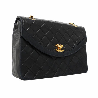 Chanel Shoulder Bag Matelasse W Chain Lambskin Black