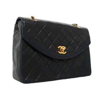 Chanel Shoulder Bag Matelasse W Chain Lambskin Black