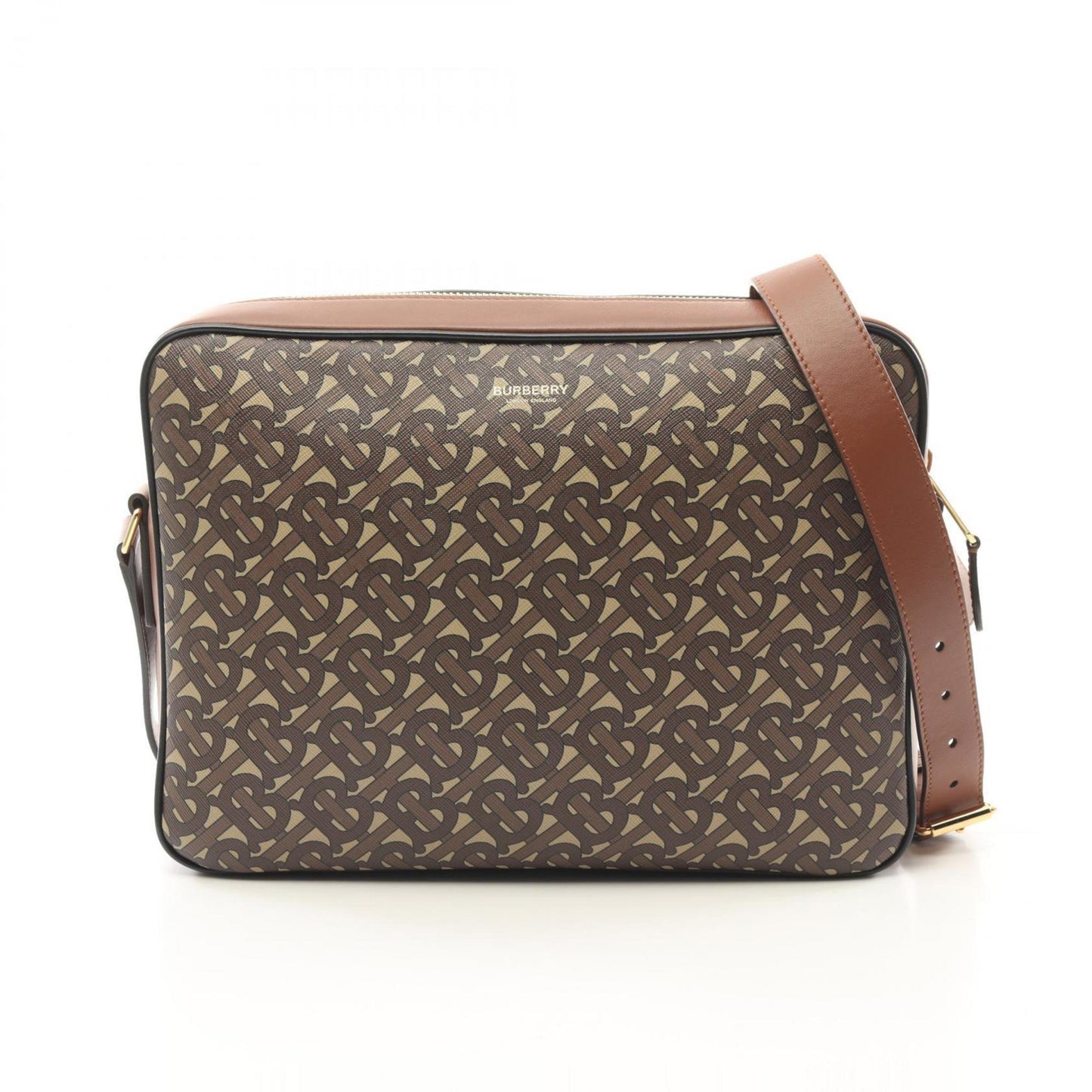 Burberry Tb Monogram Shoulder Bag Coated Canvas Leather