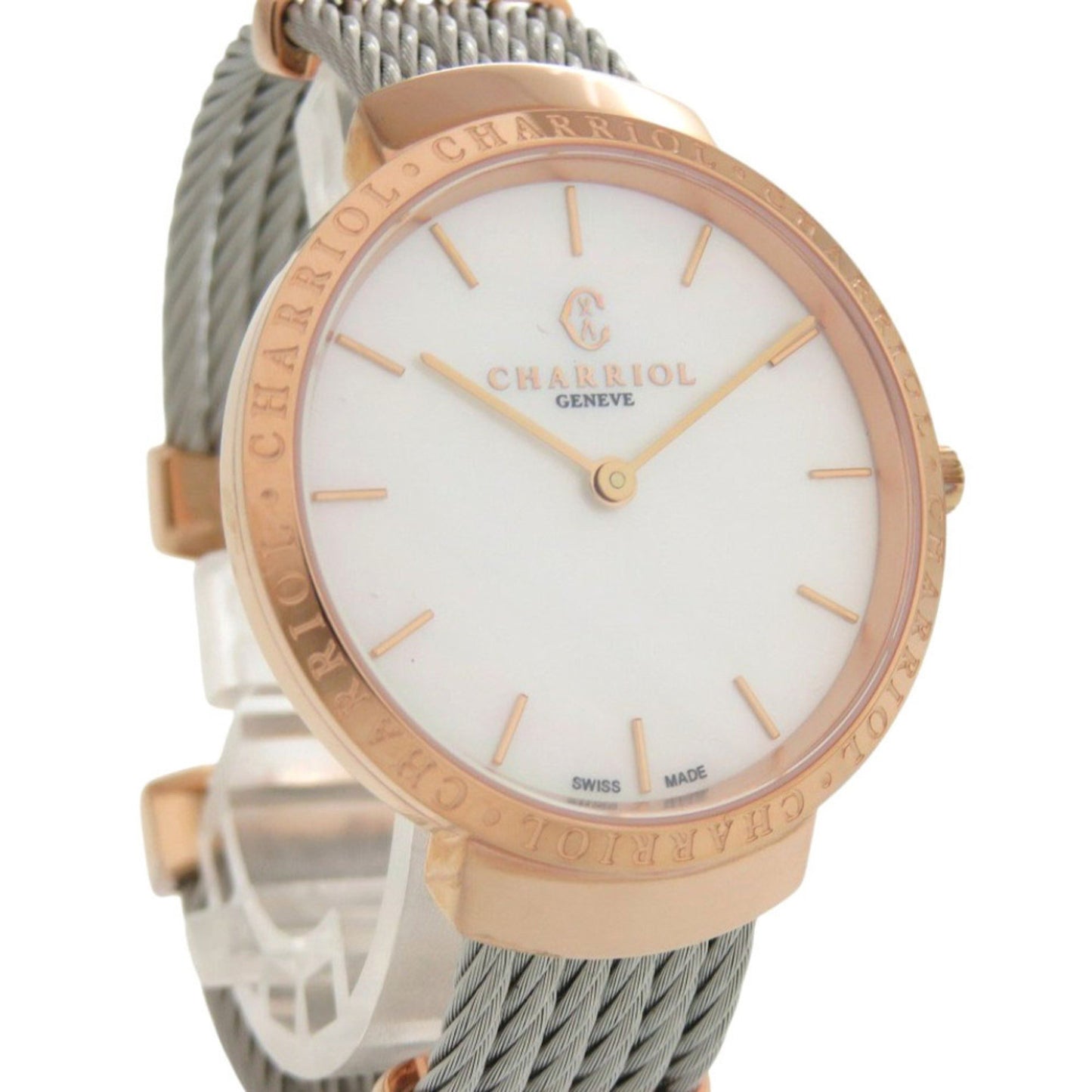 Unused Charriol Saint-Tropez Stainless Steel White Shell