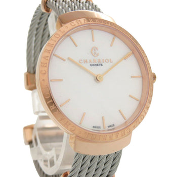 Unused Charriol Saint-Tropez Stainless Steel White Shell