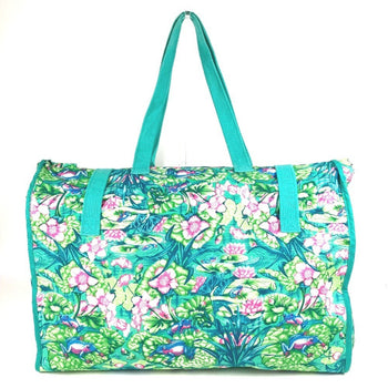 Hermes Vintage Frog Floral Print Tote Bag/Boston Bag/Shoulder Bag