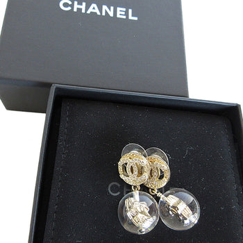 Chanel Coco Mark Metal Resin Gold Silver Earrings
