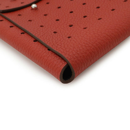 Hermes Perforated Pouch Tablet Case Multi-Pouch Taurillon Clemence Leather Red