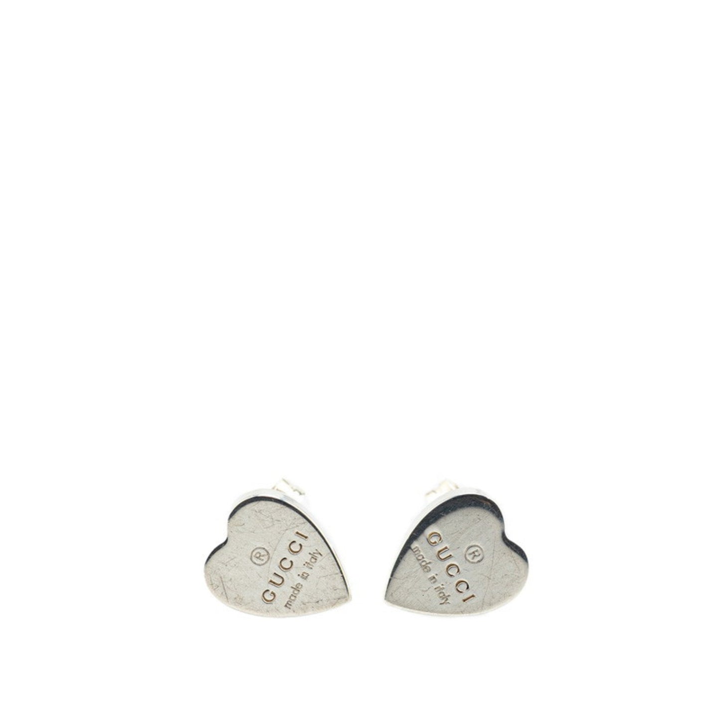 Gucci Heart Motif Stud Earrings In Sv925 Silver