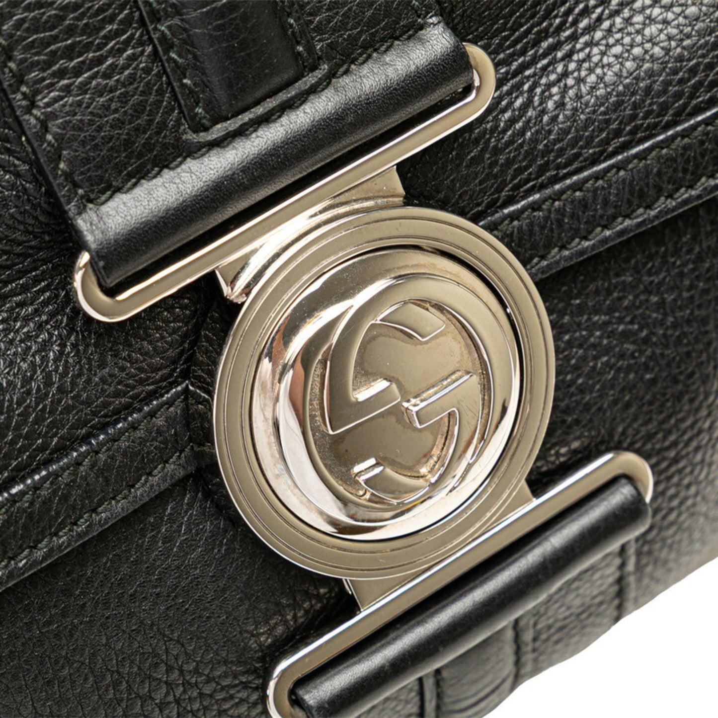 Gucci Interlocking G Handbag 232935 Black Leather