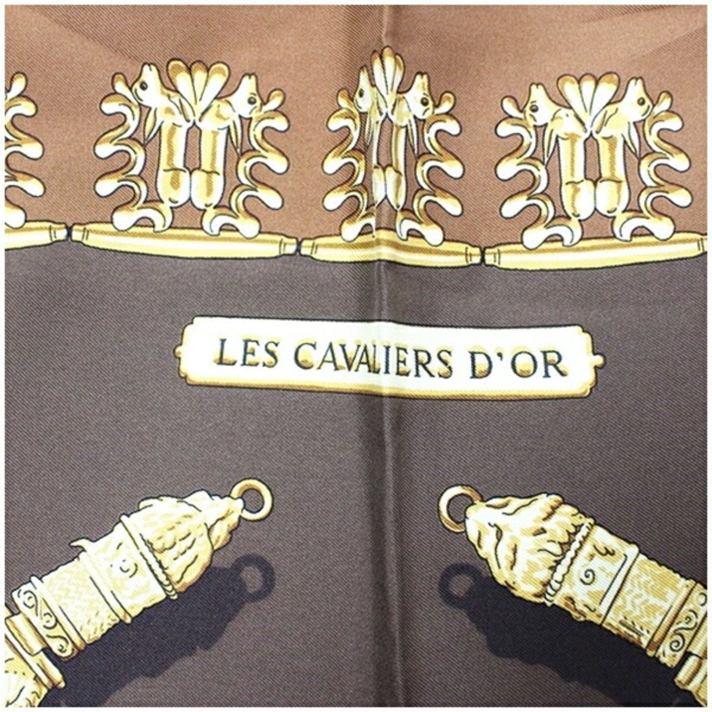 Hermes Scarf Muffler Carr 90 Les Cavaliers D'Or Golden Knights Hermes