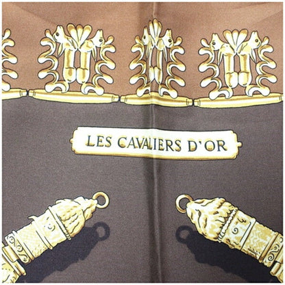 Hermes Scarf Muffler Carr 90 Les Cavaliers D'Or Golden Knights Hermes
