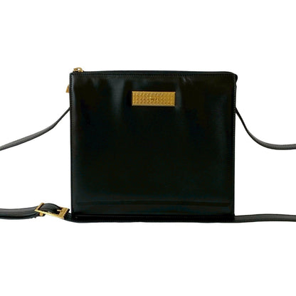 Christian Dior Cd Logo Hardware Genuine Leather Shoulder Bag Pochette Black 39594