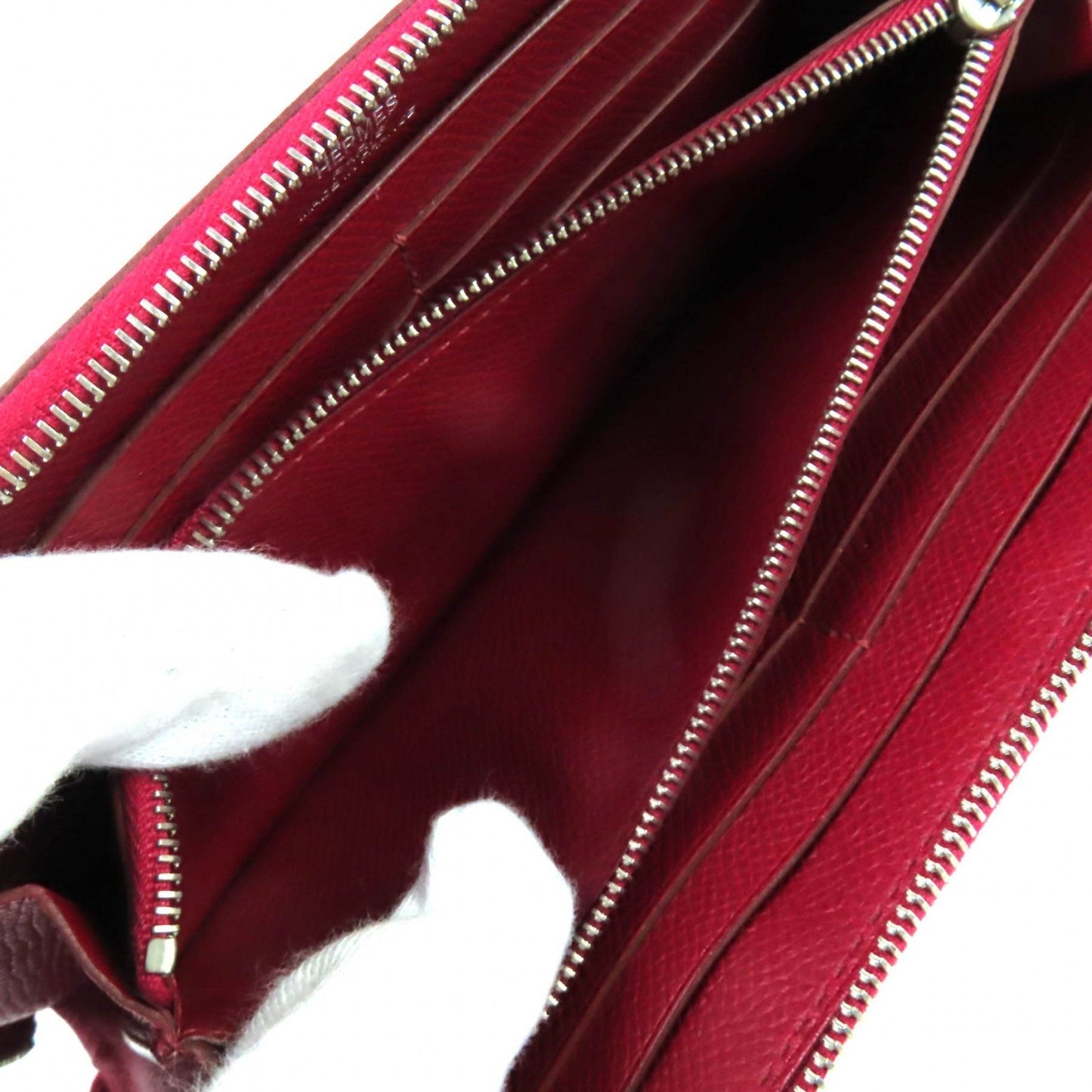 Hermes Azap Long Classic Ruby Epsom Leather Round Zip Wallet