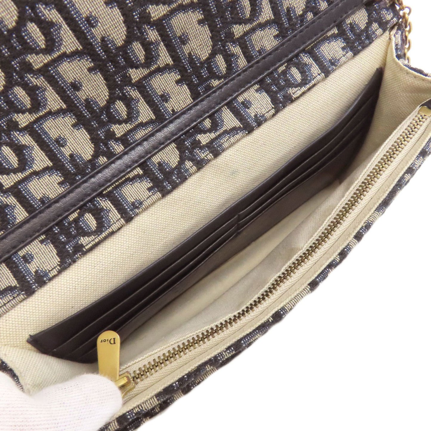 Christian Dior Trotter Pattern Chain Wallet