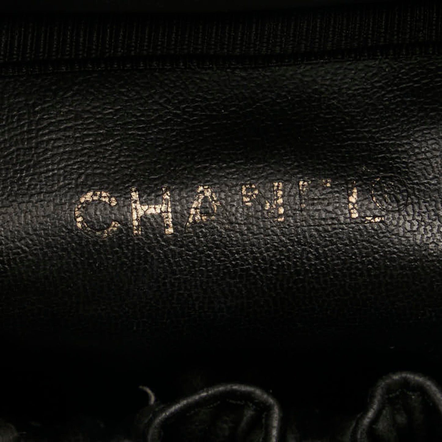 Chanel Coco Mark Handbag Vanity Bag Black Gold Caviar Skin
