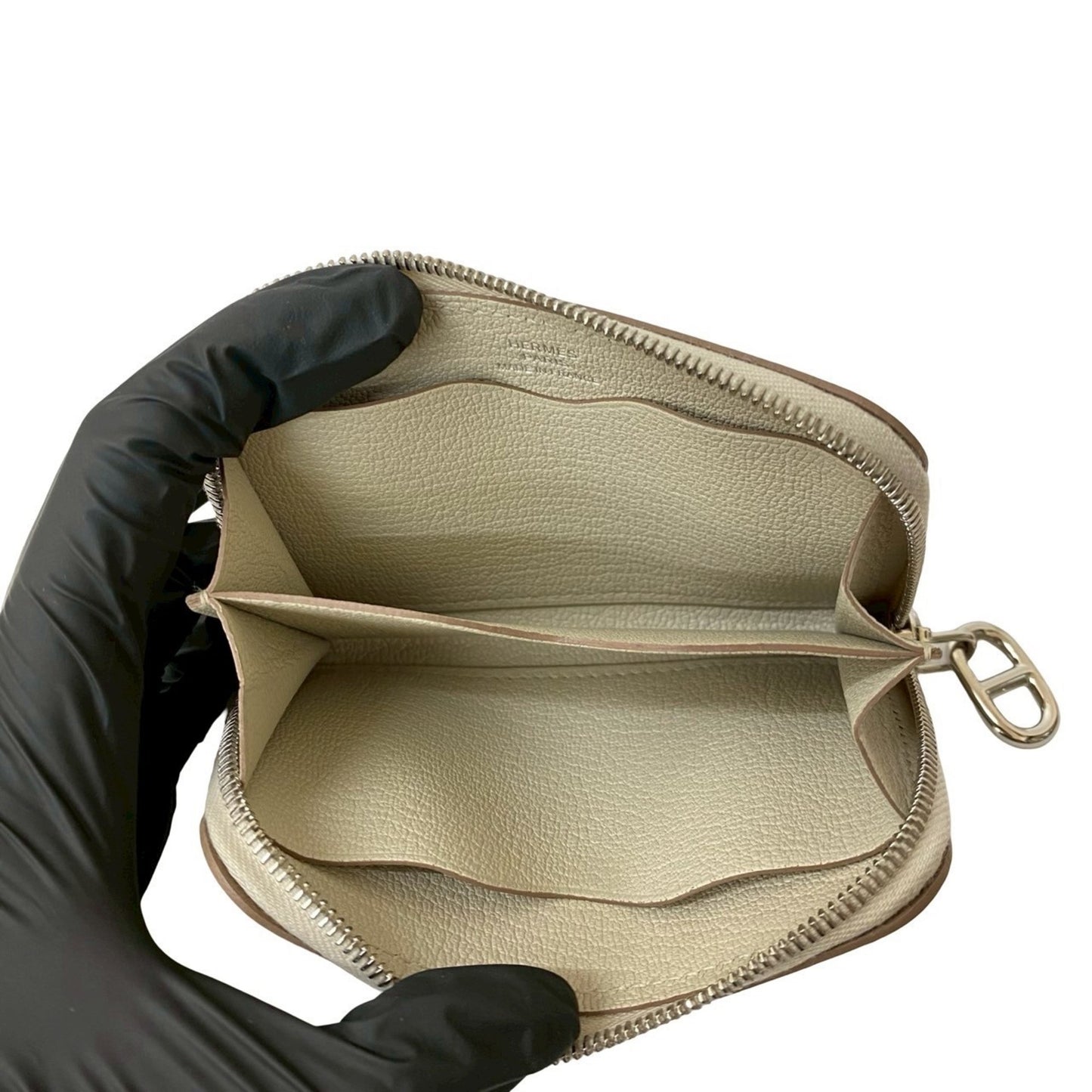 B-Stamped Hermes Zip & Go Leather Coin Purse/Business Card Case