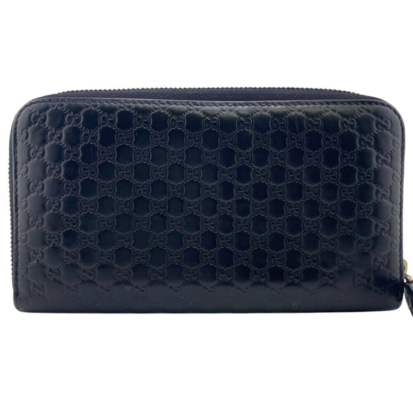 Gucci 449391 Round Zip Wallet Micro Guccissima Long Black