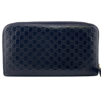 Gucci 449391 Round Zip Wallet Micro Guccissima Long Black
