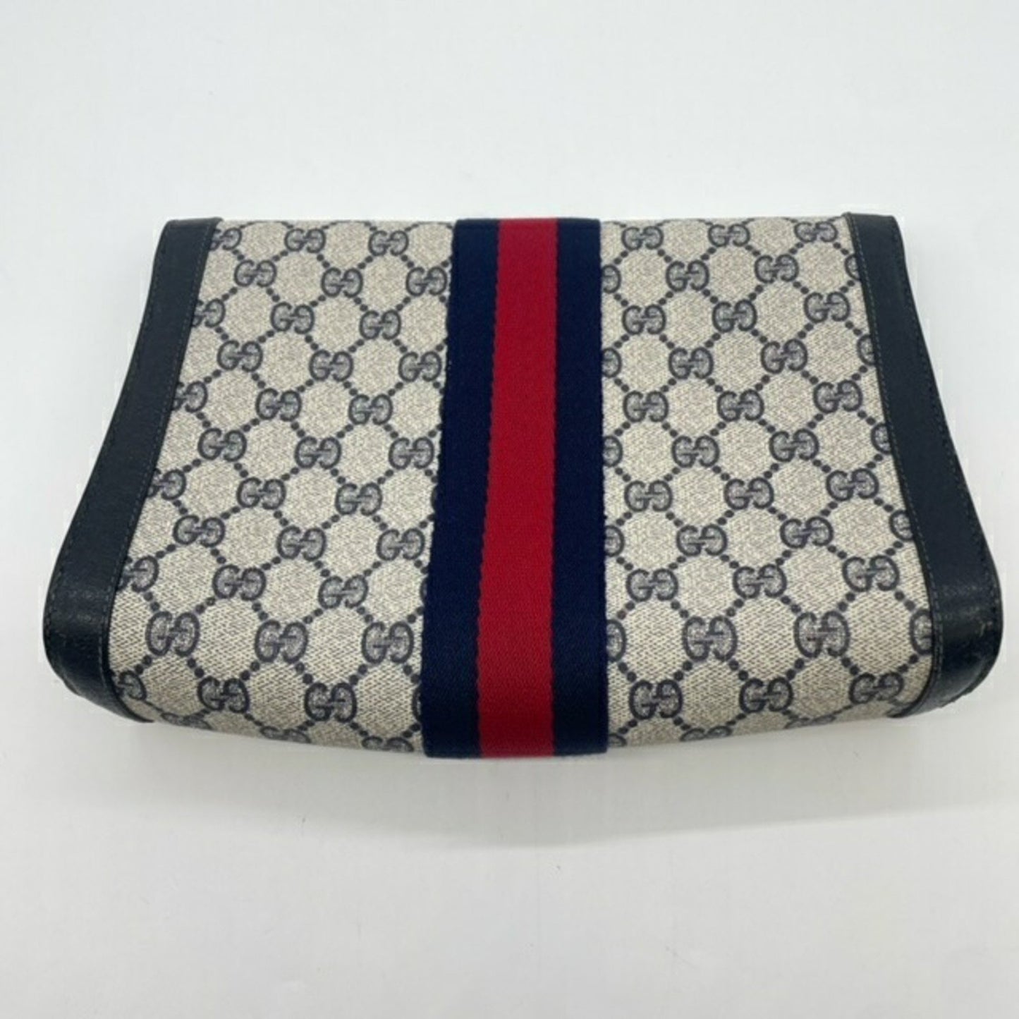 Gucci 001 019 Clutch Bag/Second Bag Navy Sherry Line Gg Supreme Canvas