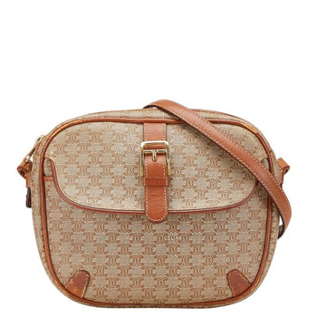 Celine Macadam Shoulder Bag Brown Leather