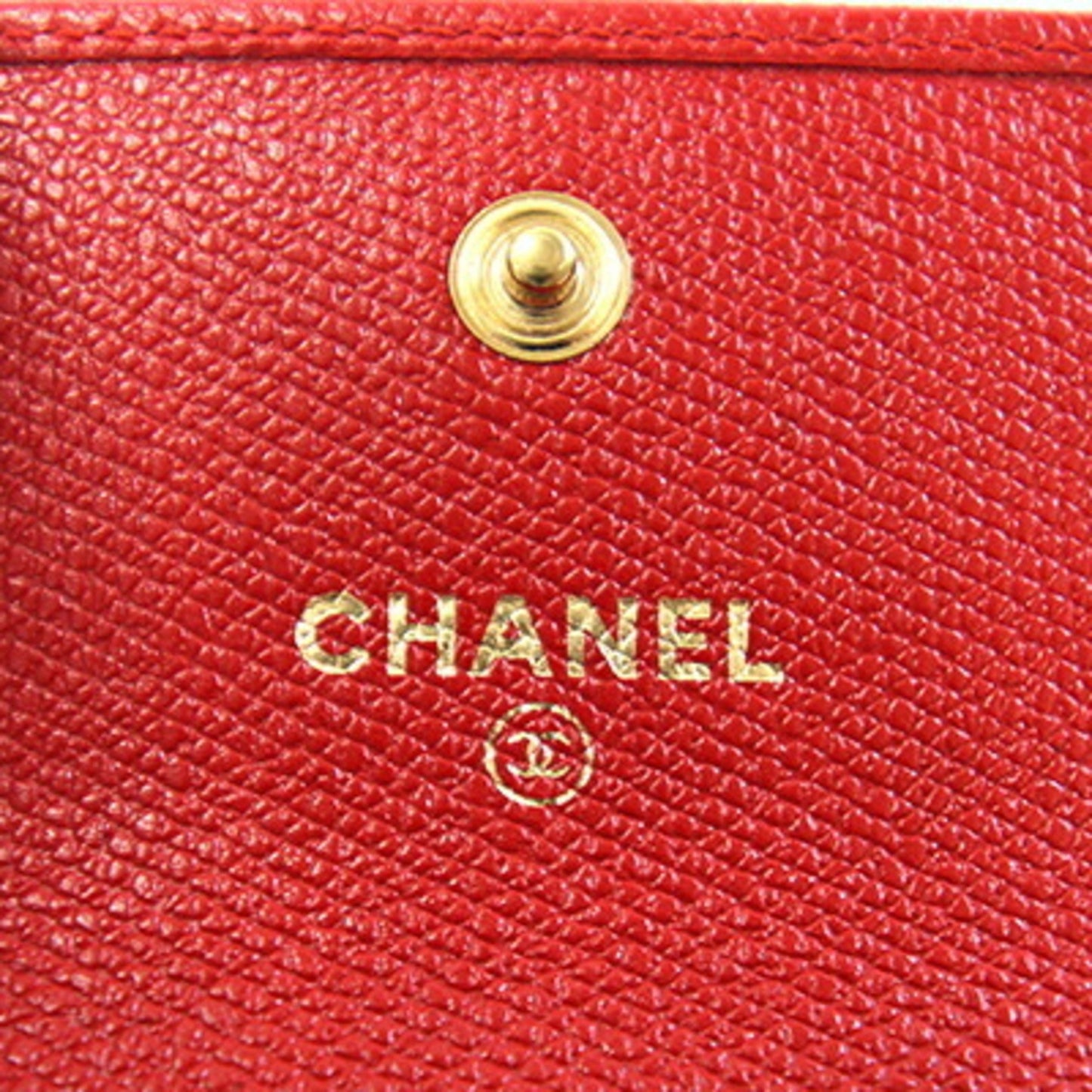 Chanel Coin Case Coco Button A20907 Red Leather Purse Mini Wallet Mark